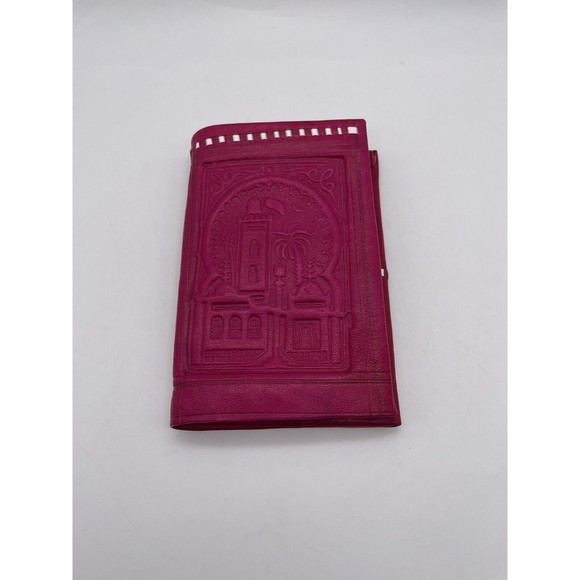Handmade Moroccan By-Fold Red Maroon Leather Wallet 6x4 New - Picture 1 of 5